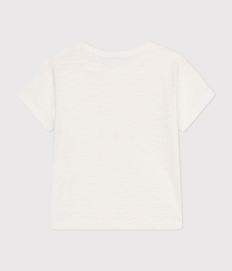 T-shirt beb&egrave; a maniche corte in jersey fiammato bianco