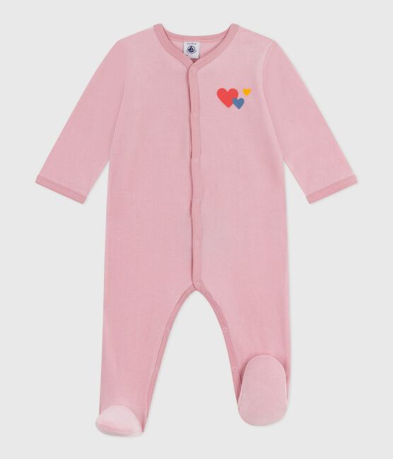 Pigiama in ciniglia tinta unita neonato rosa CHARME