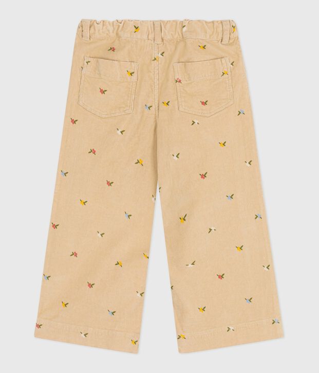 Pantaloni in velluto fantasia bambina beige/multicolore