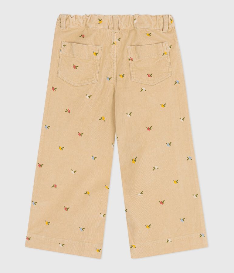 Pantaloni in velluto fantasia bambina beige/multicolore