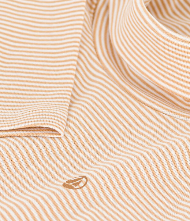 Dolcevita a righe in cotone bambino unisex beige/bianco