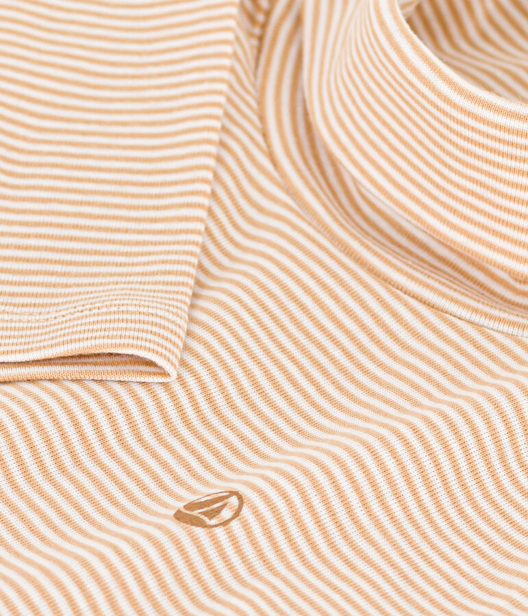 Dolcevita a righe in cotone bambino unisex beige/bianco