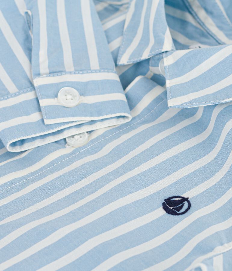 Camicia a maniche lunghe in cotone a righe neonato blu/bianco