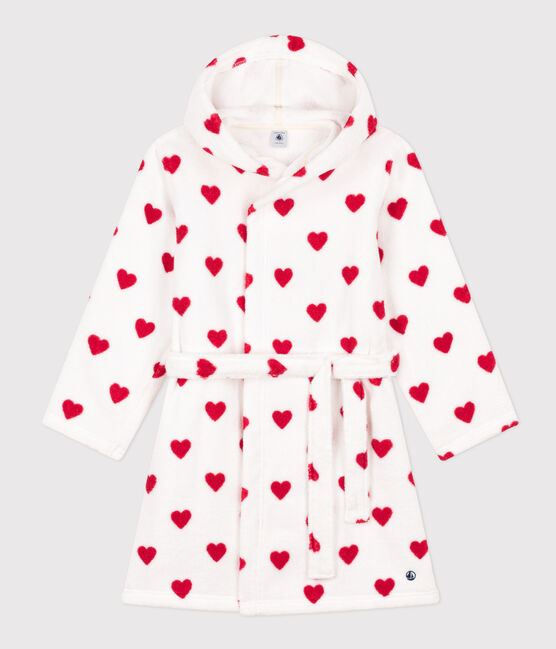 Accappatoio bambino unisex in spugna motivo cuore bianco MARSHMALLOW/rosso TERKUIT