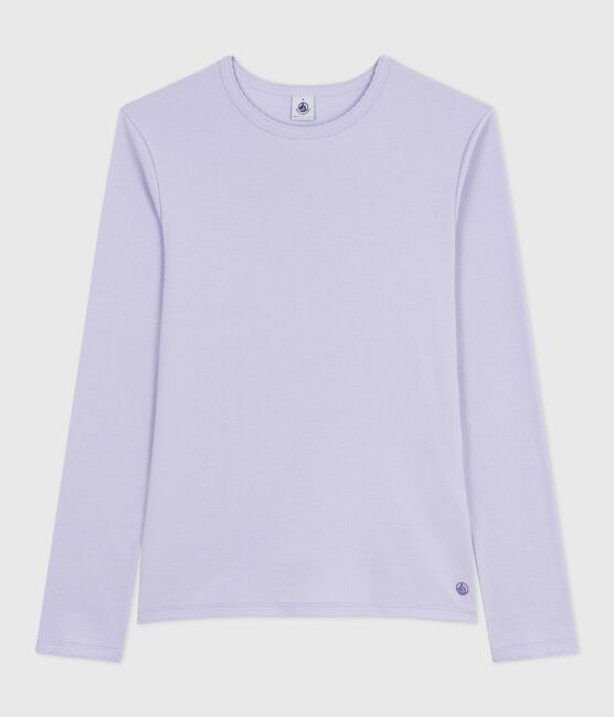 T-shirt L'Iconique a maniche lunghe in cotone con punto cocotte donna viola PARME