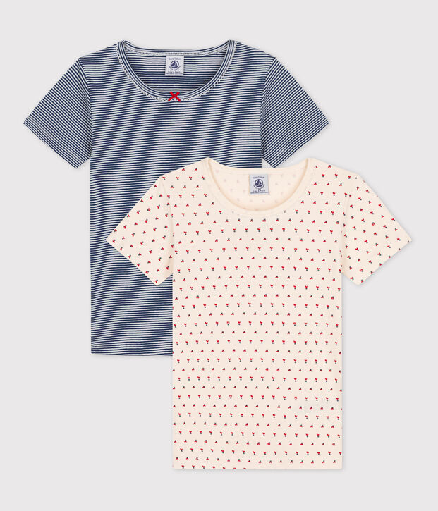 Confezione da 2 t-shirt a maniche corte bambina cotone multicolore
