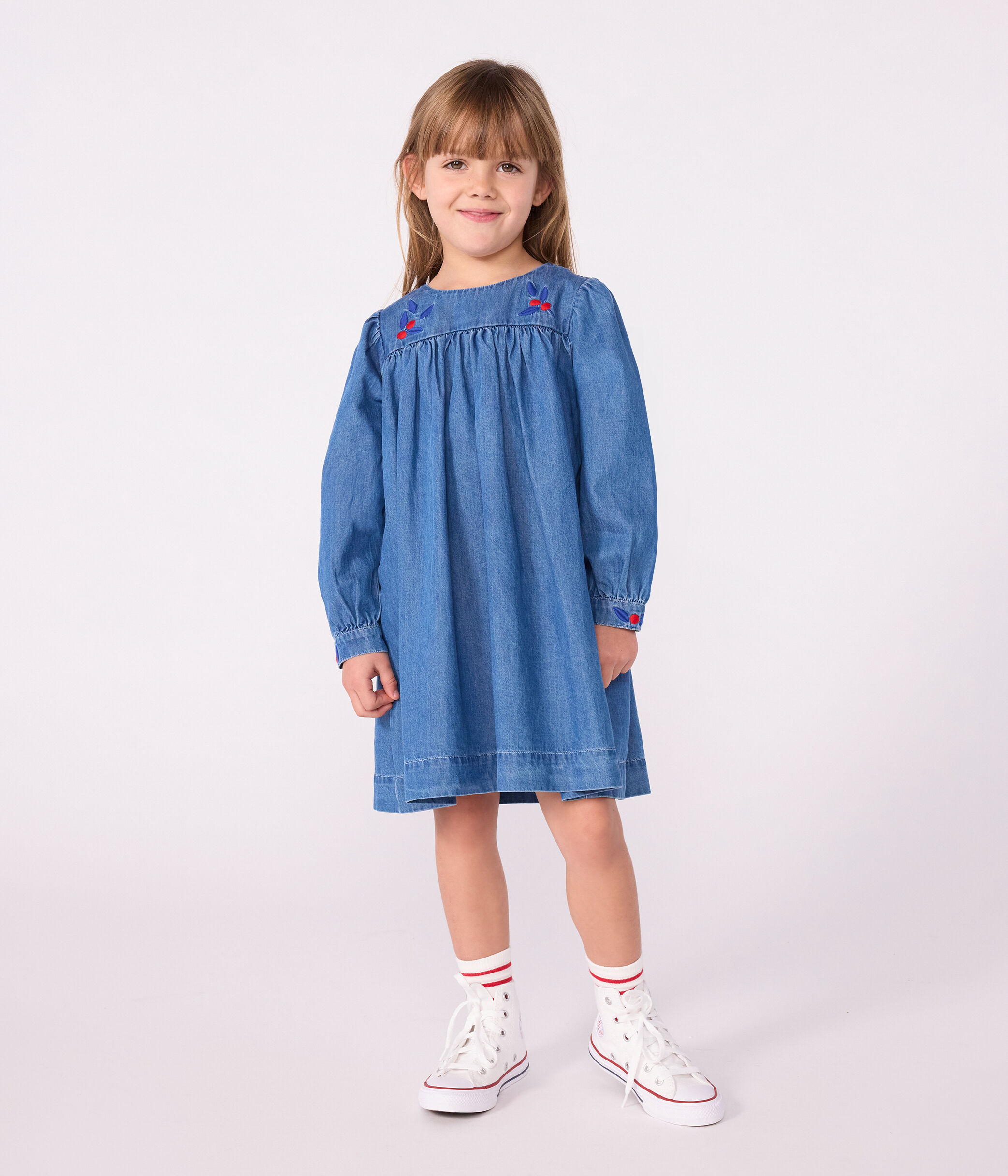 Abito a maniche lunghe in denim bambina A0DT101