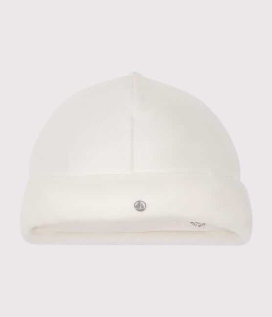 Cuffietta nascita bebè in ciniglia bianco MARSHMALLOW