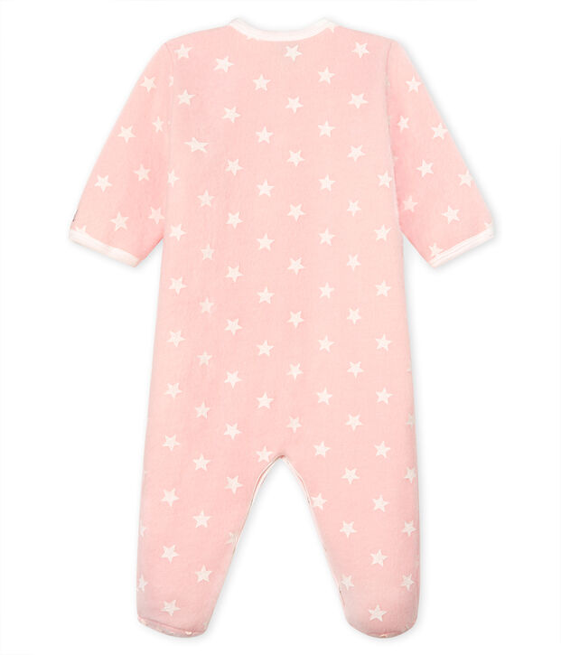 Tutina imbottita senza piedi beb&eacute; femmina in pile rosa/bianco