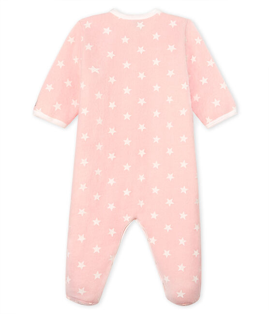 Tutina imbottita senza piedi bebé femmina in pile rosa MINOIS/bianco MARSHMALLOW