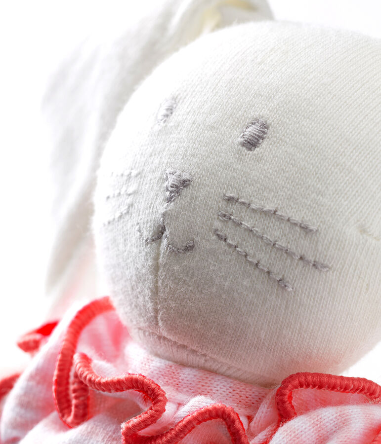 Doudou coniglio vestito rosa/bianco