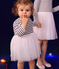 Abito in tubique a righe e tulle neonato bianco MARSHMALLOW/bianco MULTICO