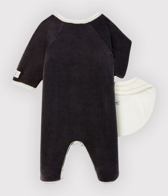 Confezione tutina pigiama e bavaglino bebè in ciniglia variante 1