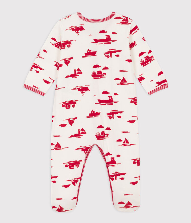 Tutina con stampa in tubique bianco/rosso