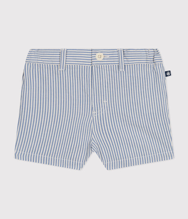 Shorts beb&egrave; in seersucker blu/bianco