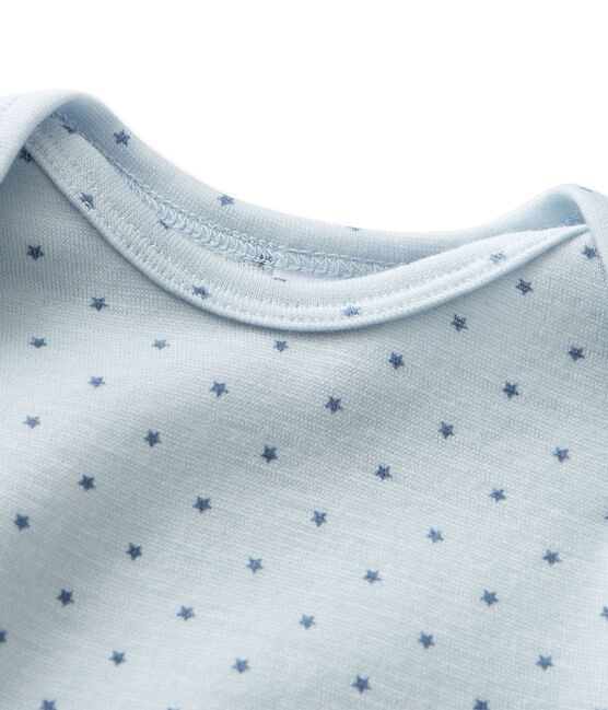 Tutina bebè bambino in lana e cotone blu FRAICHEUR/grigio TEMPETE
