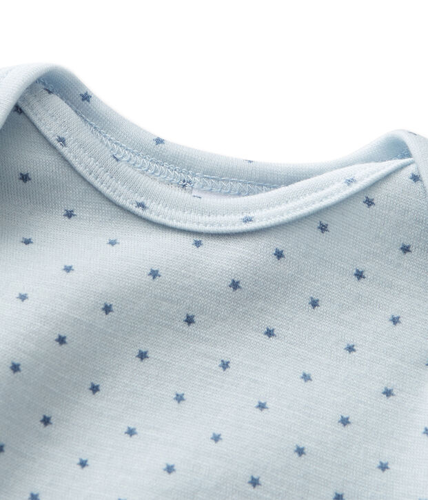 Tutina beb&egrave; bambino in lana e cotone blu/grigio