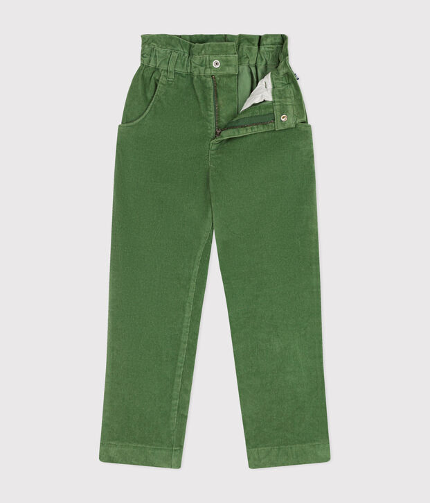 Pantaloni in velluto bambina verde