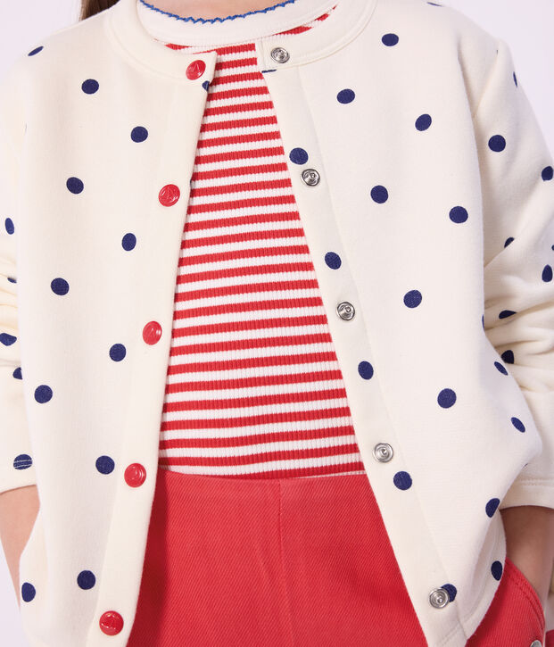 Cardigan in cotone con stampa a pois bambina blu/blu