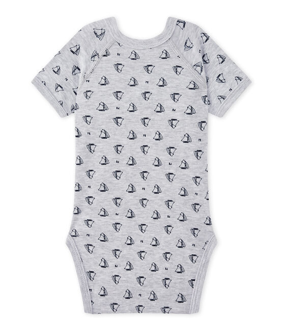 Body nascita bebé maschio a maniche corte stampato grigio POUSSIERE/blu MEDIEVAL