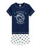 Pigiama corto bambino in lino/cotone blu MEDIEVAL/bianco MULTICO