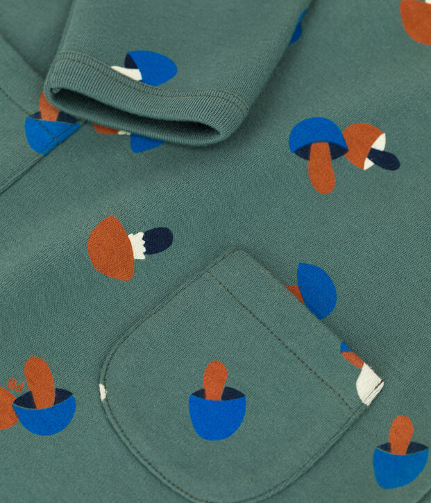 Tutina lunga beb&egrave; stampata in pile verde/multicolore