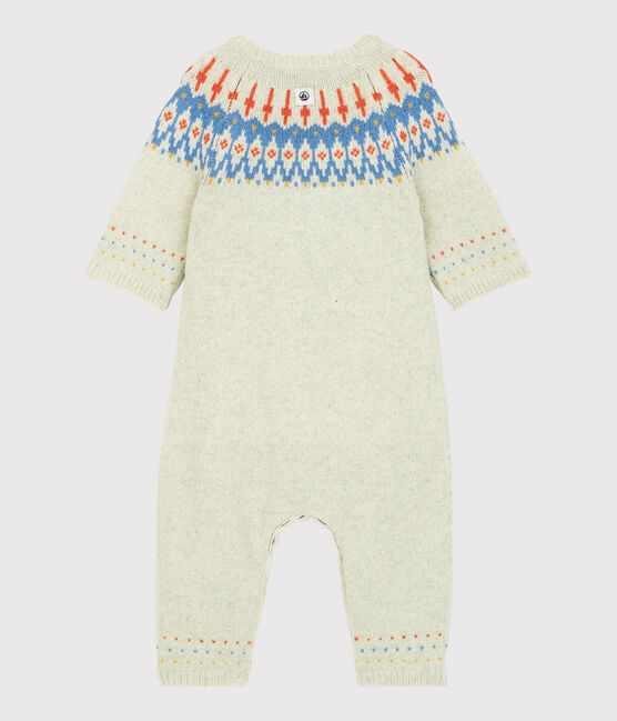 Tutina lunga bebè jacquard in maglia tricot con lana beige MONTELIMAR CHINE