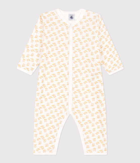 Pigiama bebè senza piedi in cotone bianco MARSHMALLOW/giallo BOUDOR