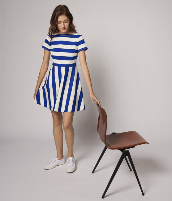 Abito a righe Donna blu SURF/bianco MARSHMALLOW