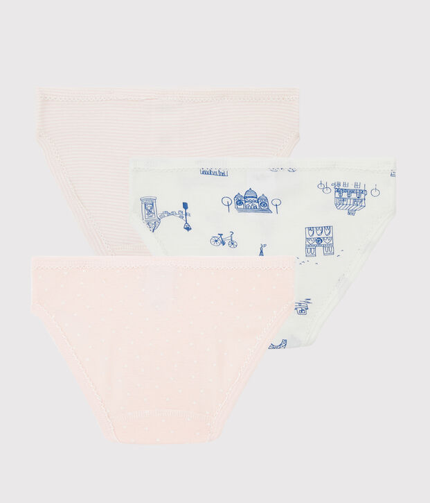 Confezione da 3 slip fantasia Parigi da bambina multicolore