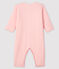 Tutina senza piedi bebè femmina a costine in ovatta rosa MINOIS/bianco MARSHMALLOW