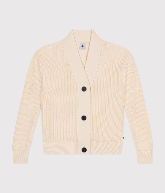 Cardigan a costa inglese in cotone donna ecru AVALANCHE