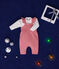 Set composto da salopette in tessuto felpato e T-shirt in cotone neonato rosa ROSEWOOD/ MULTICO
