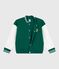 Giacca stile teddy bambino in cotone tinta unita verde EVERGREEN/ MILK