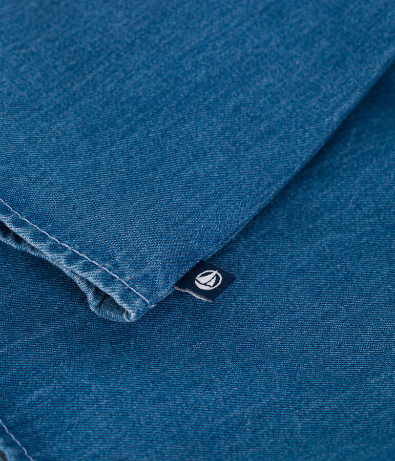 Blusa a maniche corte in denim neonato blu