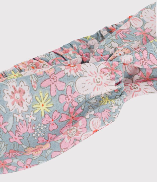 Fascia in popeline con stampa a fiori bambina blu/multicolore
