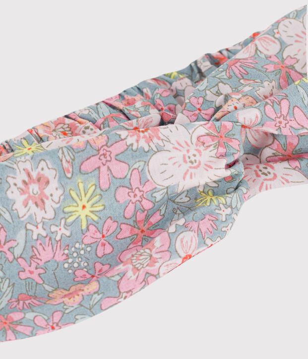 Fascia in popeline con stampa a fiori bambina blu/multicolore