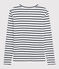 T-shirt scollo a V iconica in cotone a righe Donna bianco MARSHMALLOW/blu SMOKING