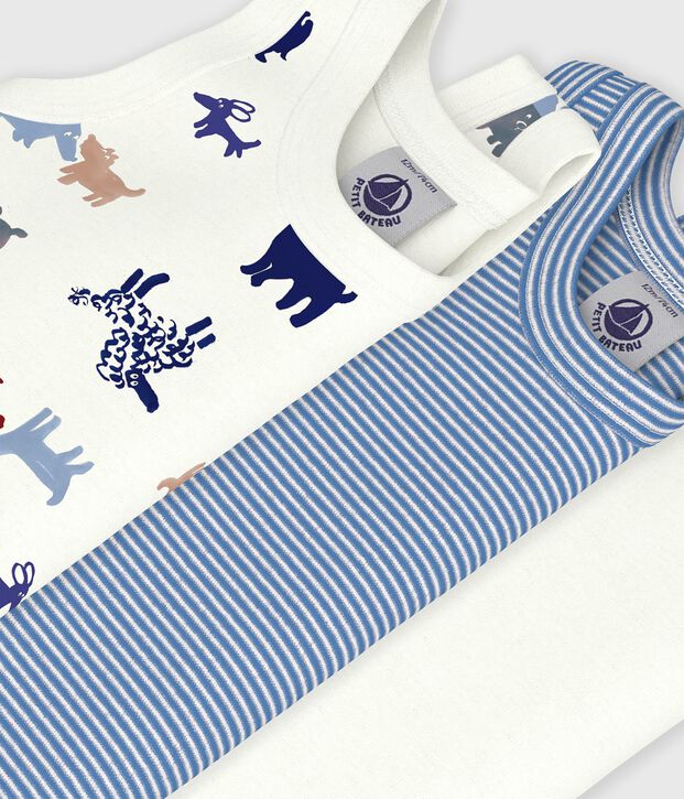 Set di body senza maniche in cotone con cane stampato neonato multicolore