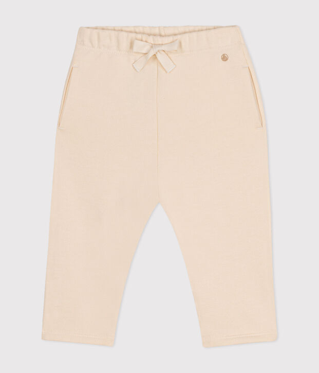 Pantaloni in tessuto felpato per beb&egrave; ecru