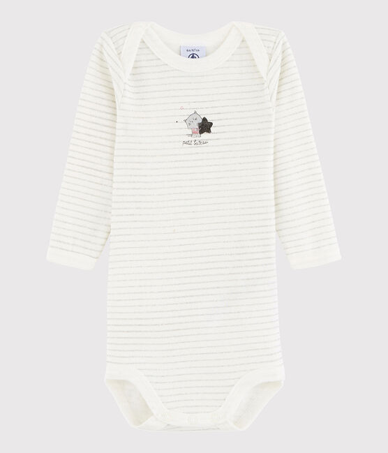 Body manica lunga bebè unisex bianco MARSHMALLOW/grigio ARGENT