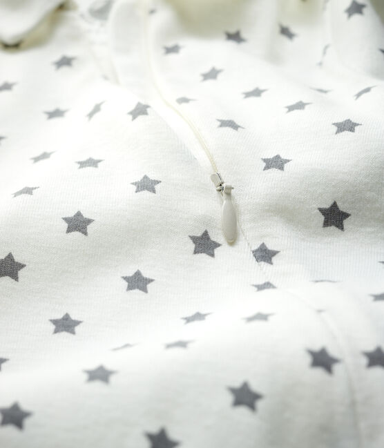 Tutina pigiama senza piedi a stelle bebé in cotone biologico con zip bianco MARSHMALLOW/grigio GRIS