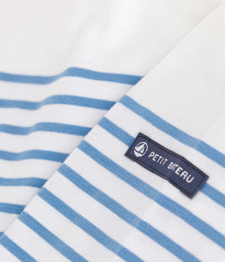 Marini&egrave;re a maniche lunghe in cotone bambino bianco/blu