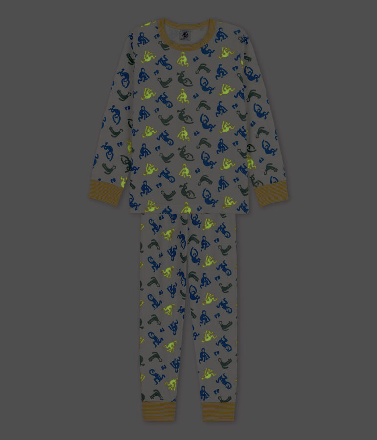 Pigiama scimmie fosforescenti bambino in cotone bianco/multicolore