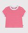 T-shirt a maniche corte in cotone a righe bambino rosso POMPIER/ MARSHMALLOW