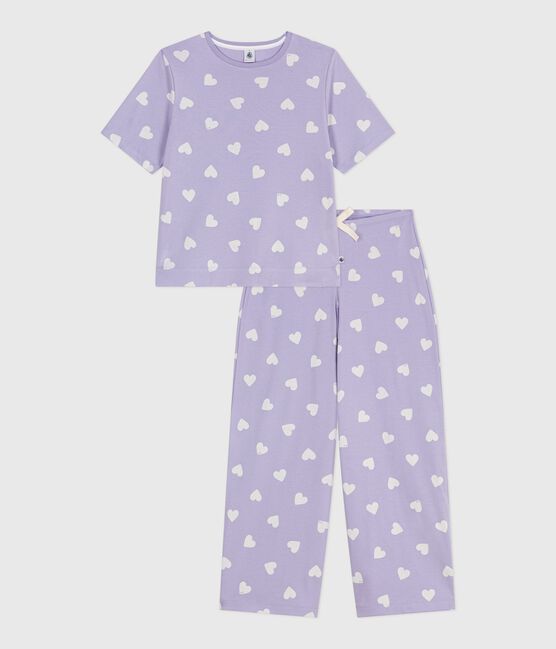 Pigiama donna a maniche corte con gamba ampia in cotone con cuori stampati bianco SQUAW/ MARSHMALLOW