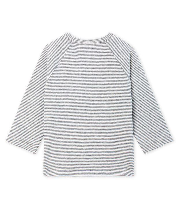 T-shirt a manica lunga beb&egrave; maschio millerighe. grigio/bianco