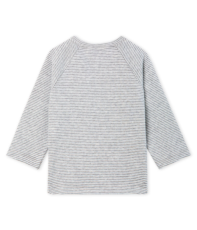 T-shirt a manica lunga beb&egrave; maschio millerighe. grigio/bianco