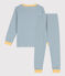 Pigiama millerighe unisex in cotone blu ROVER/bianco MARSHMALLOW