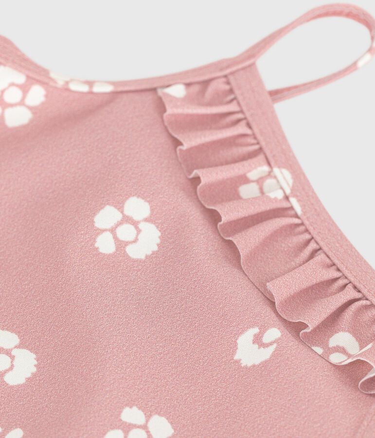 Costume da bagno intero con stampa floreale e volant neonato rosa/bianco